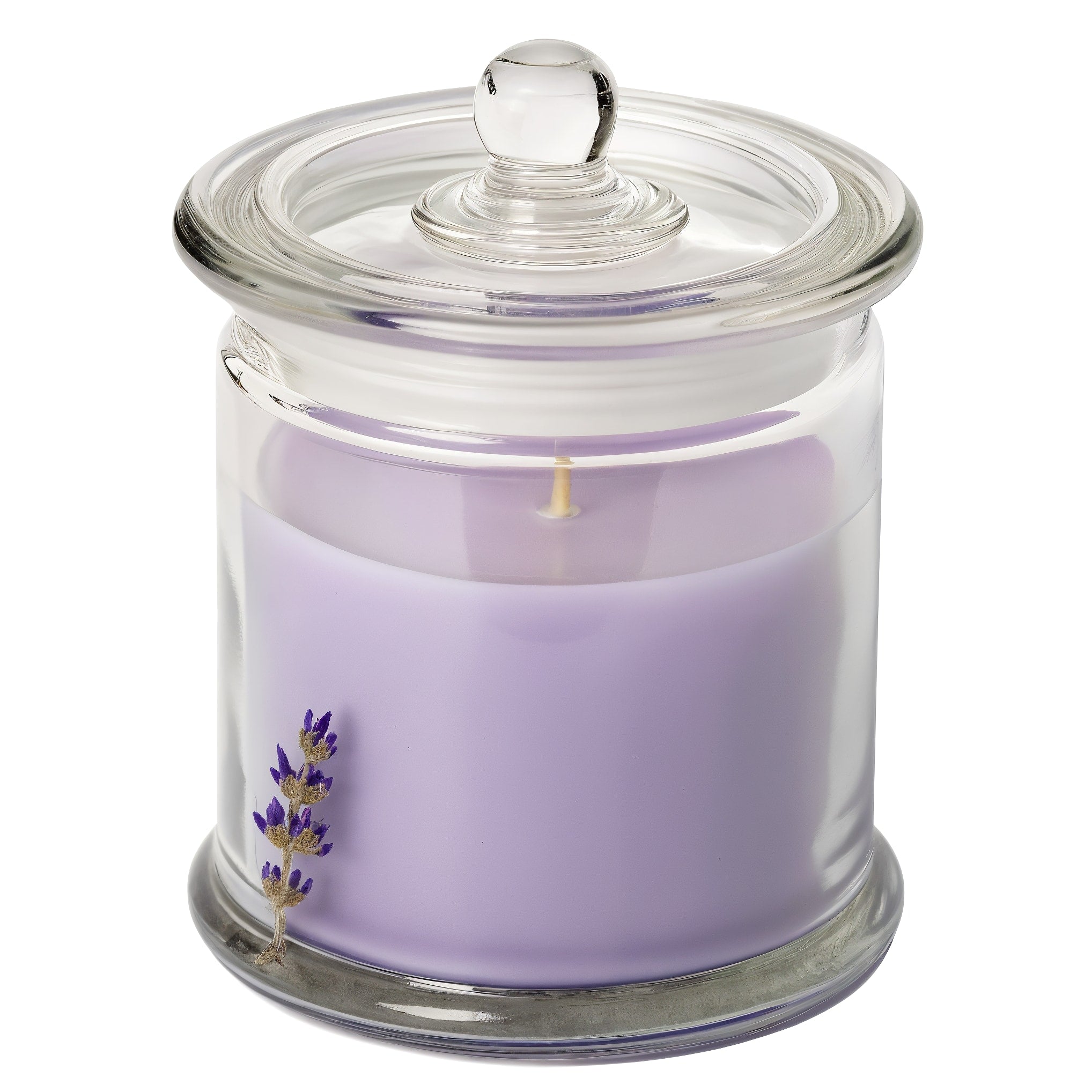 Naldony Lavender Fields Soy Candle — three-quarter front view showing entire candle in jar