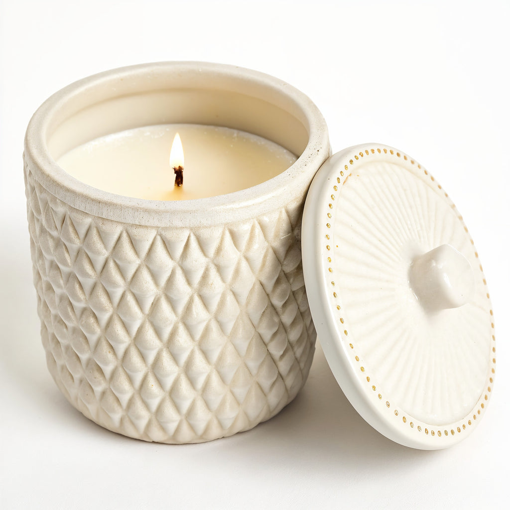 Naldony Jasmine Breeze Soy Candle — Three-quarter front view from eye-level