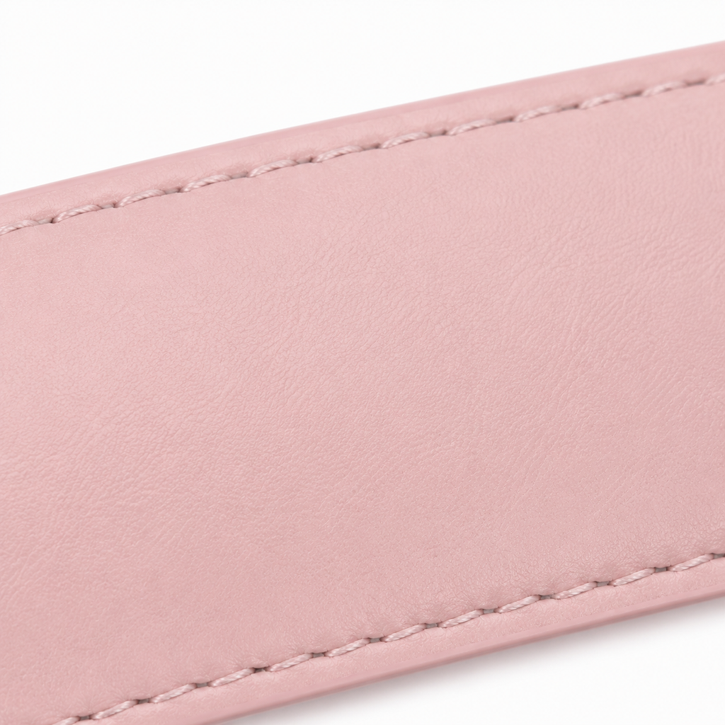 Naldony pink leather belt rolled up