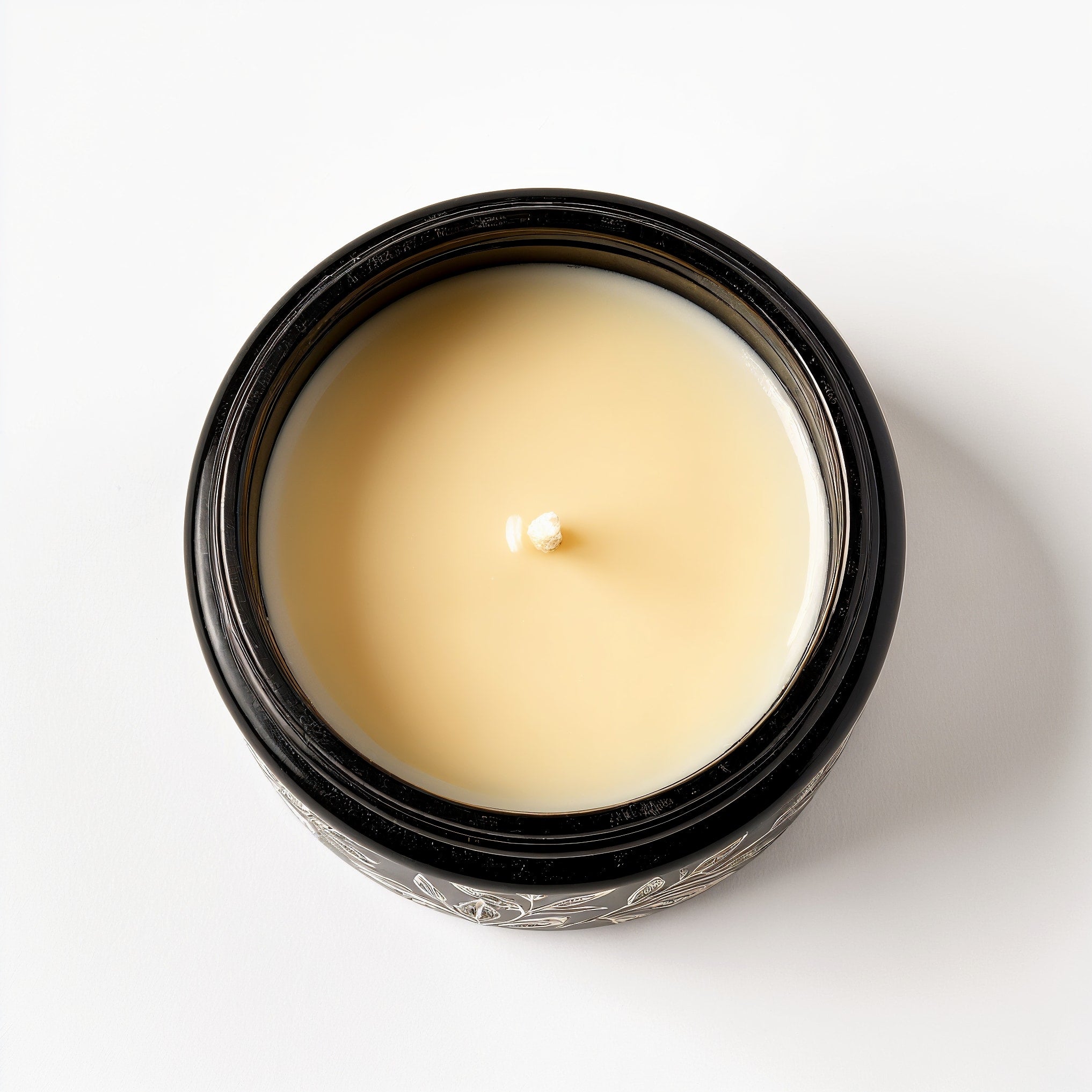 Naldony Black Tea Soy Candle — top-down view showing soy wax and wick