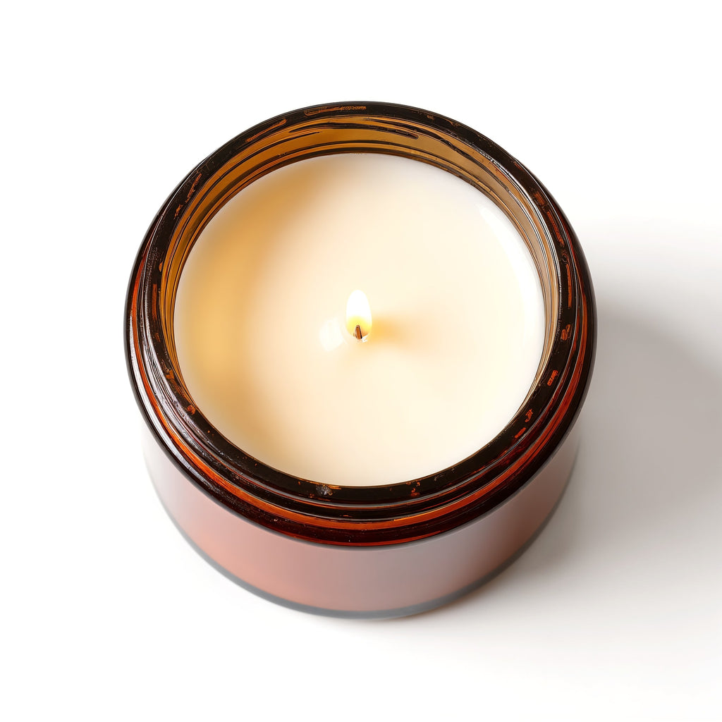 Naldony Amber Nights Soy Candle — Top-down view showing the interior and wick