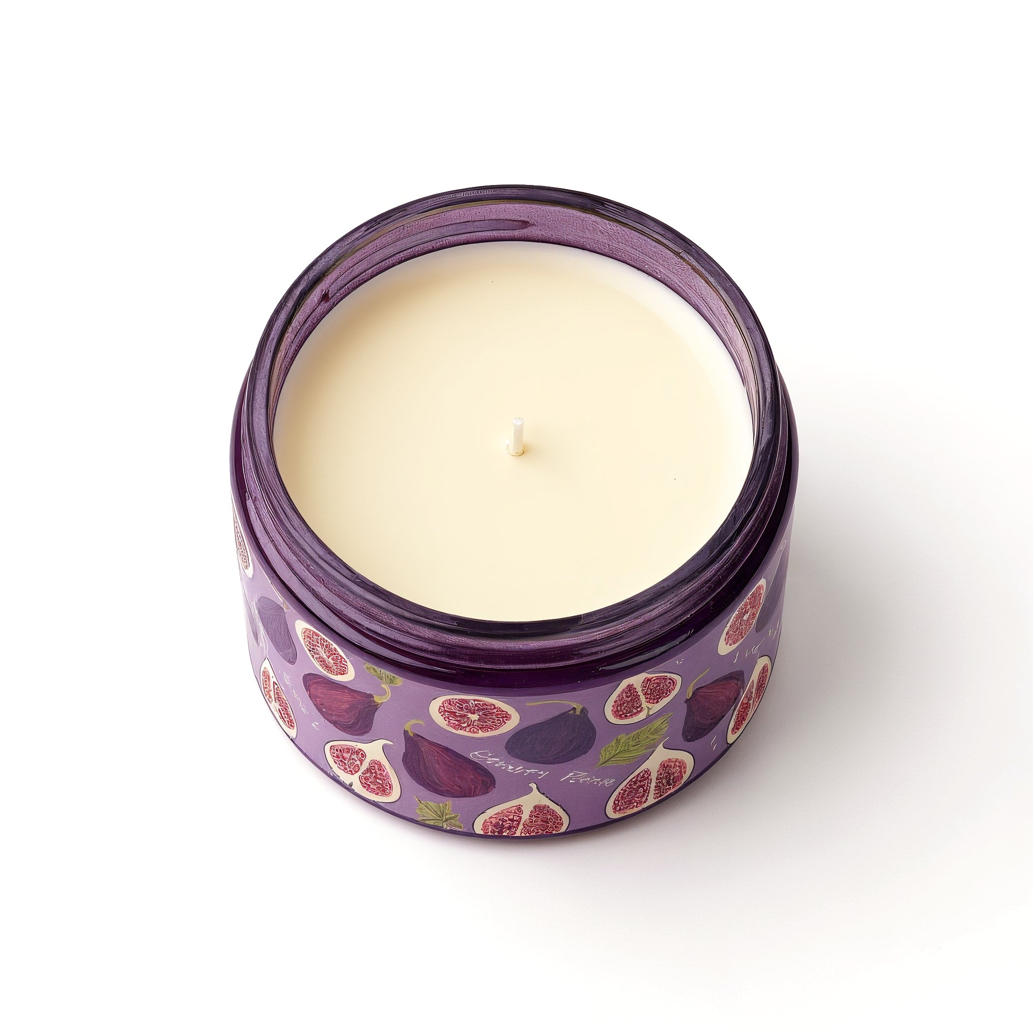 Naldony Fig Delight Soy Candle — Top-down view showing the inside with soy wax and wick