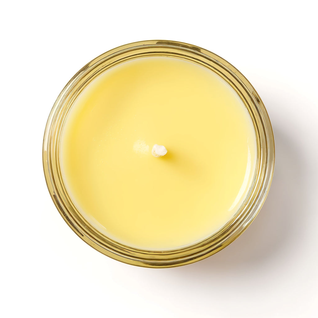 Naldony Citrus Zest Soy Candle — top-down view showing the inside with soy wax and wick