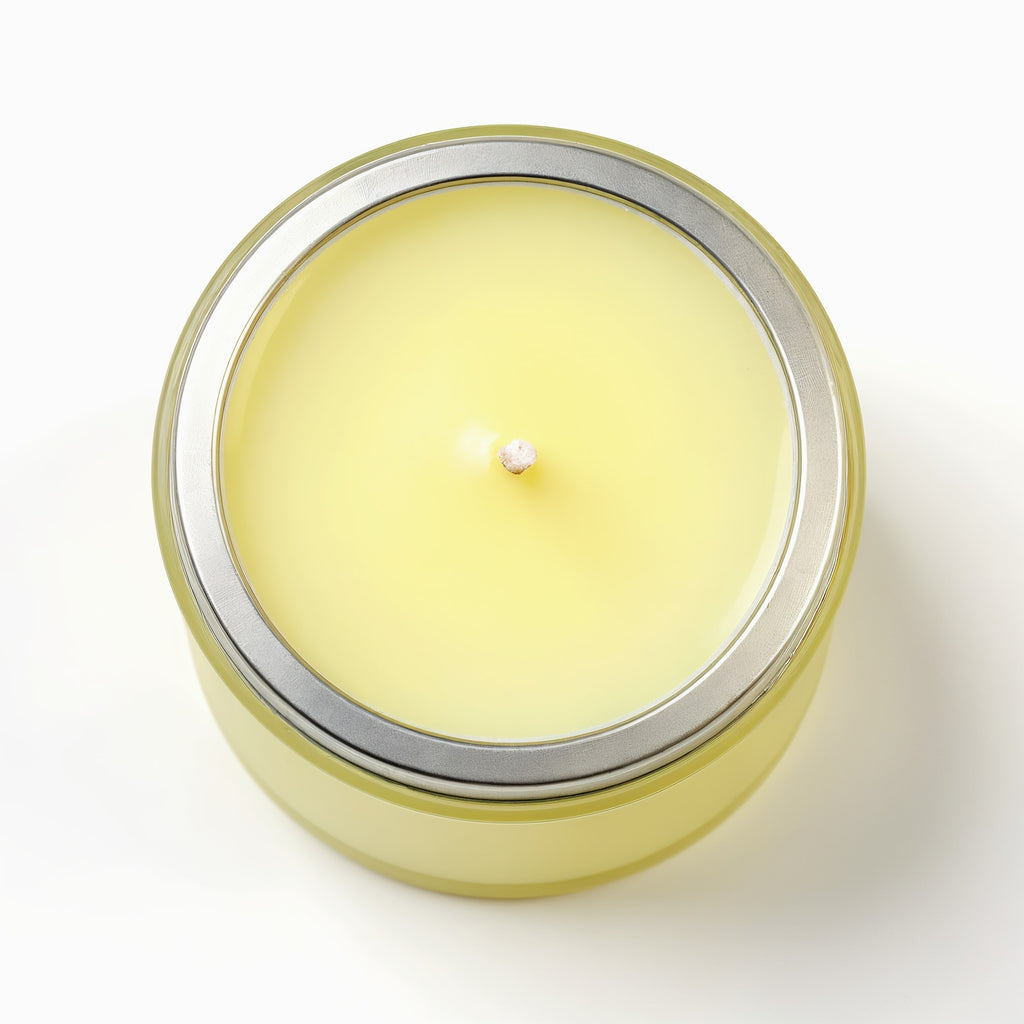 Naldony Citrus Breeze Soy Candle — top-down view showing the single cotton wick