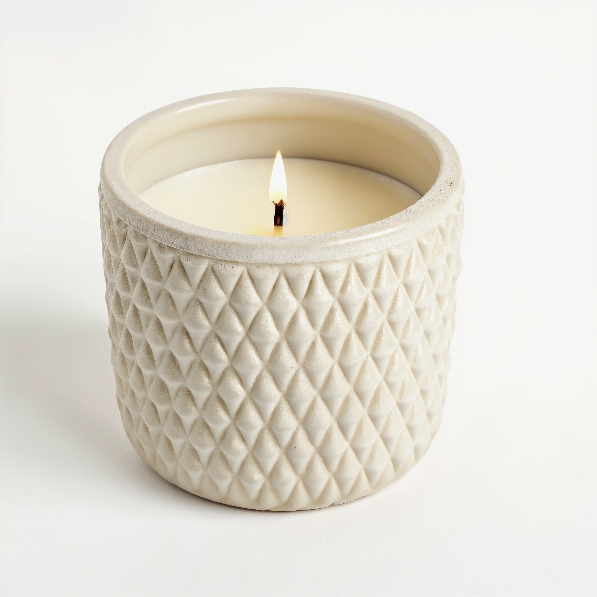 Naldony Jasmine Breeze Soy Candle — Direct side profile showing the ribbed texture
