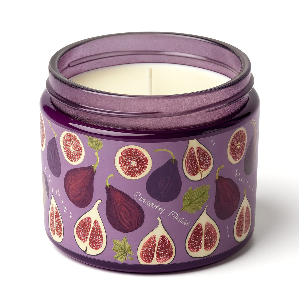 Naldony Fig Delight Soy Candle — Side profile showing the silhouette and fig pattern