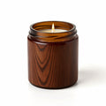 Naldony Sandalwood Serenity Soy Candle — Side profile displaying the cylindrical shape and embossed logo