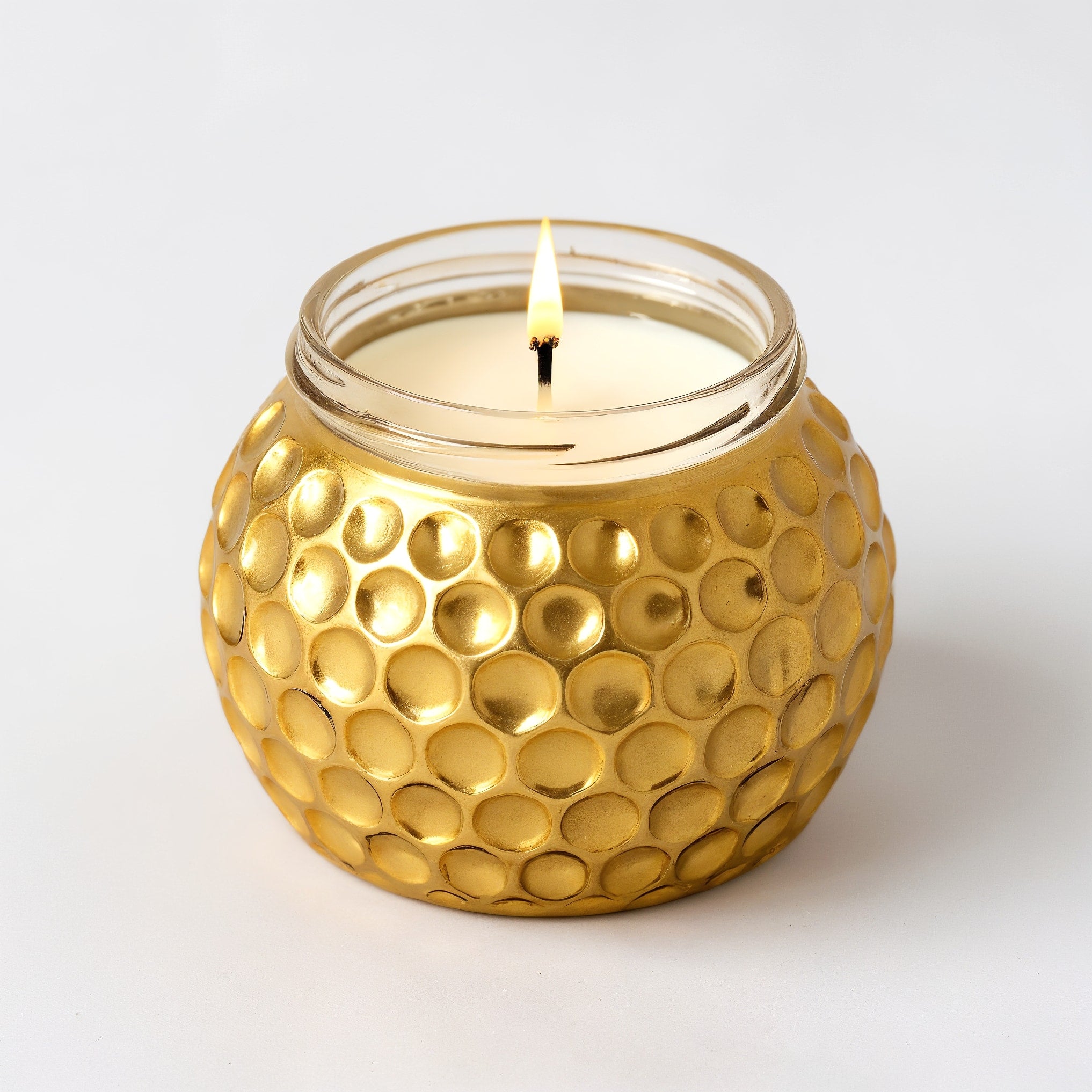 Naldony Honey Nectar Soy Candle — side profile showing the full height and honeycomb texture of the jar