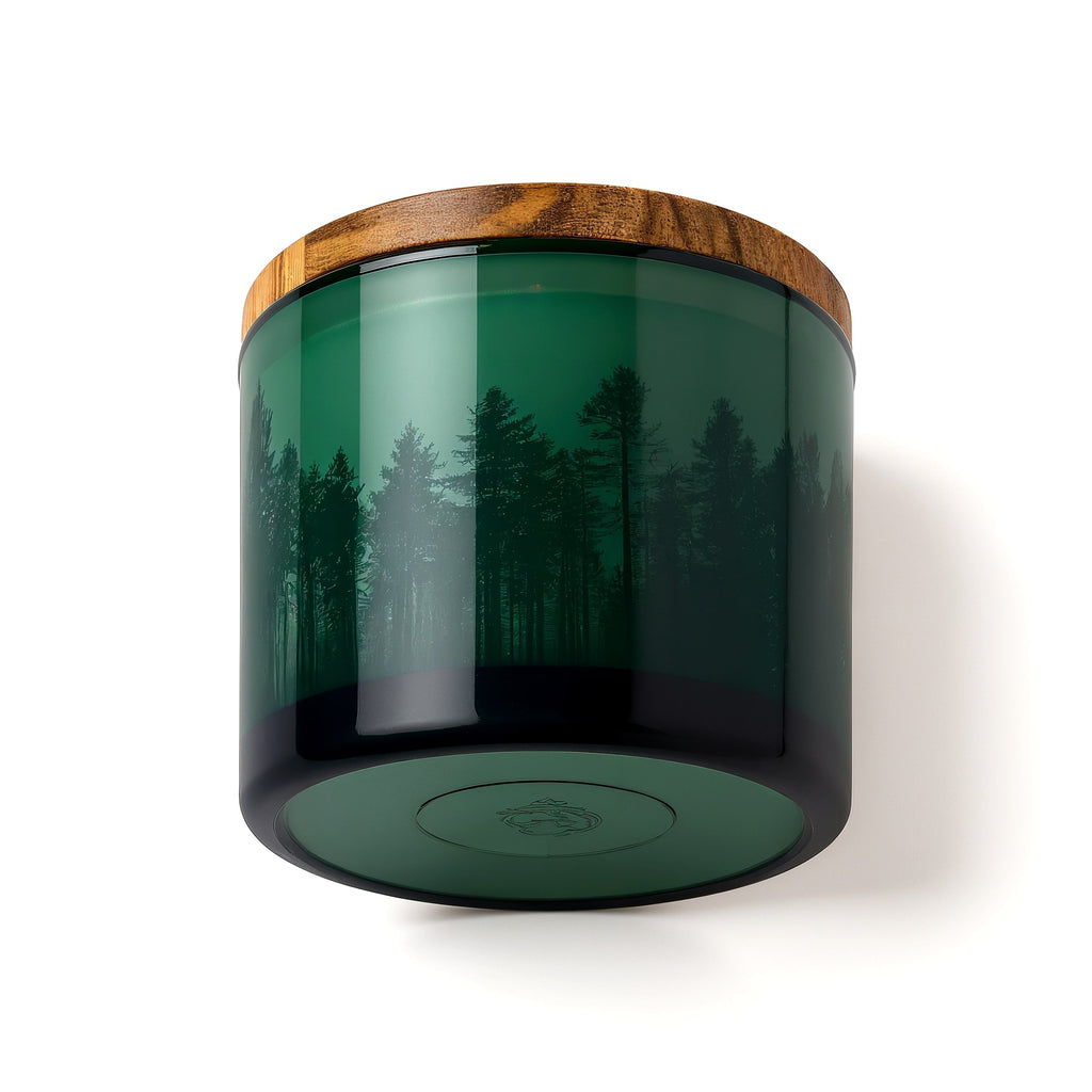 Naldony Forest Escape Soy Candle — bottom view showing the base and foot ring
