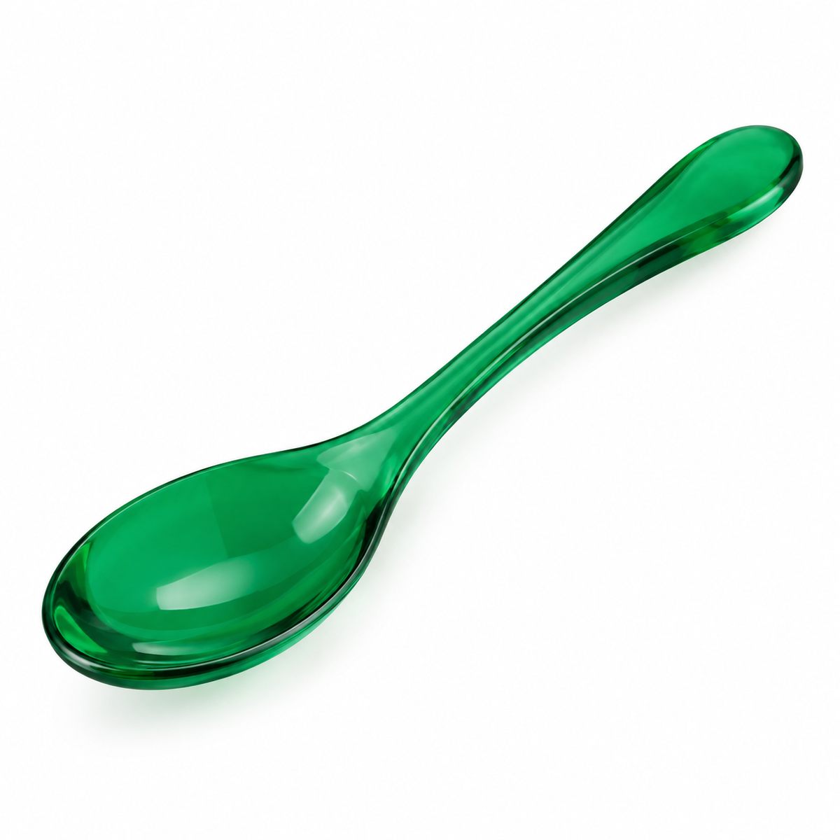Naldony green acrylic soup spoon side view