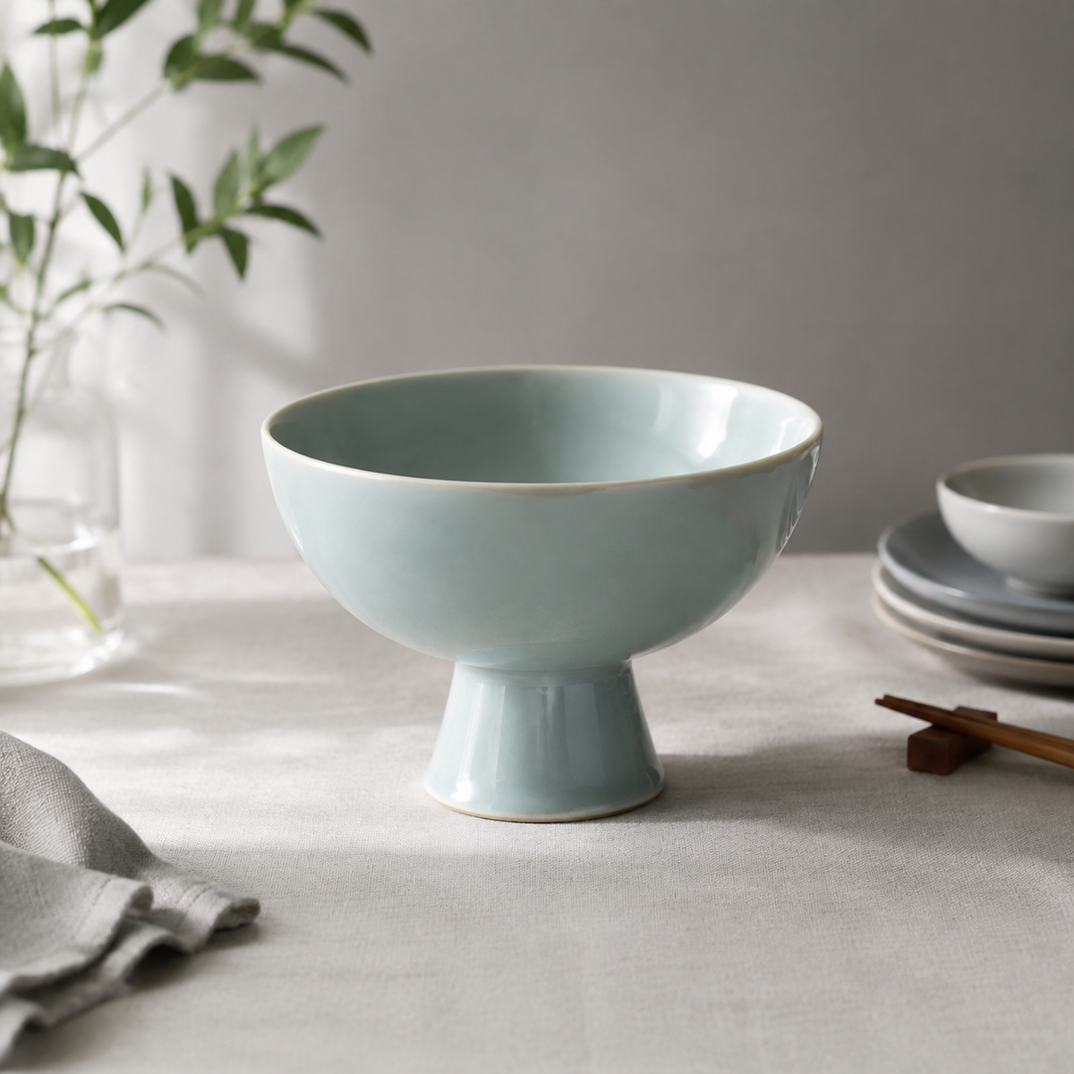 Elegant ceramic bowl with pedestal base.
