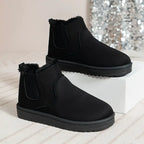 Women's fur lined winter ankle boots with elasticated sides