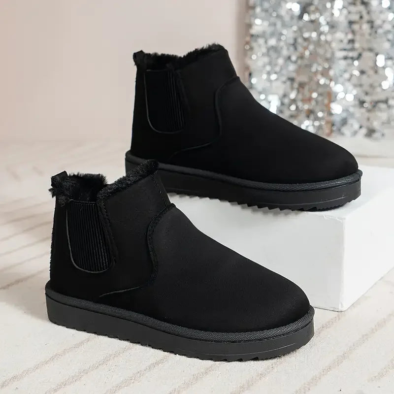 Women's fur lined winter ankle boots with elasticated sides