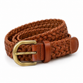 Naldony braided leather belt with brass buckle.