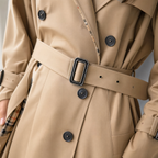 Women's long double-breasted trench coat with belt