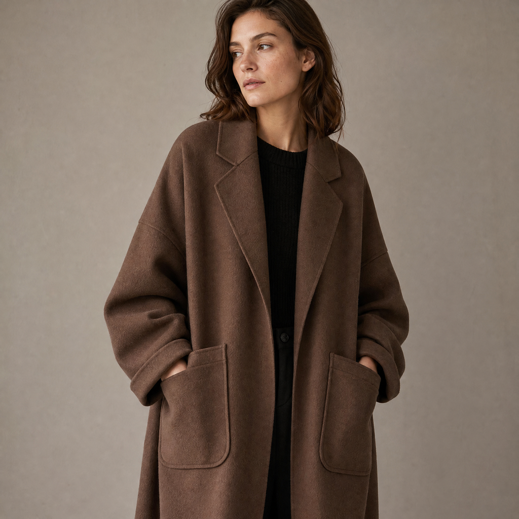 Women's oversized coat with patch pockets