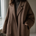 Women's oversized coat with patch pockets