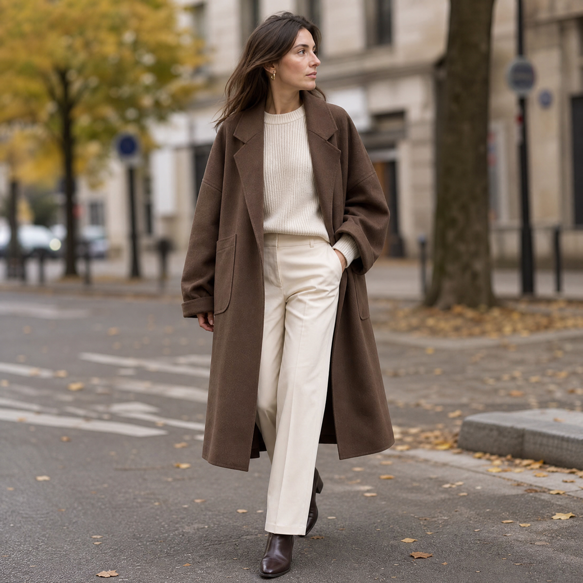 Women's oversized coat with patch pockets