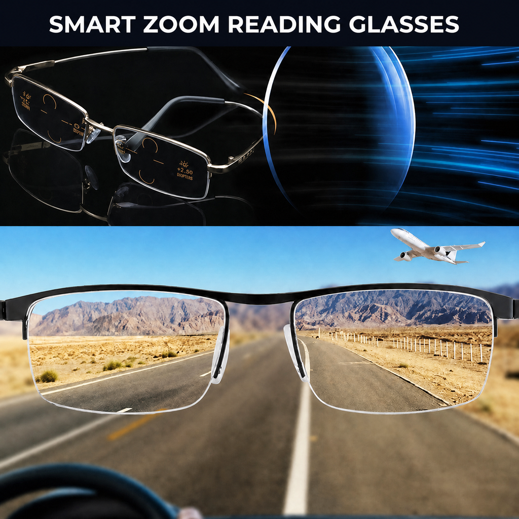 Progressive multifocal reading glasses, +1.00 to +4.00