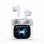 Wireless translator earbuds with touch screen case