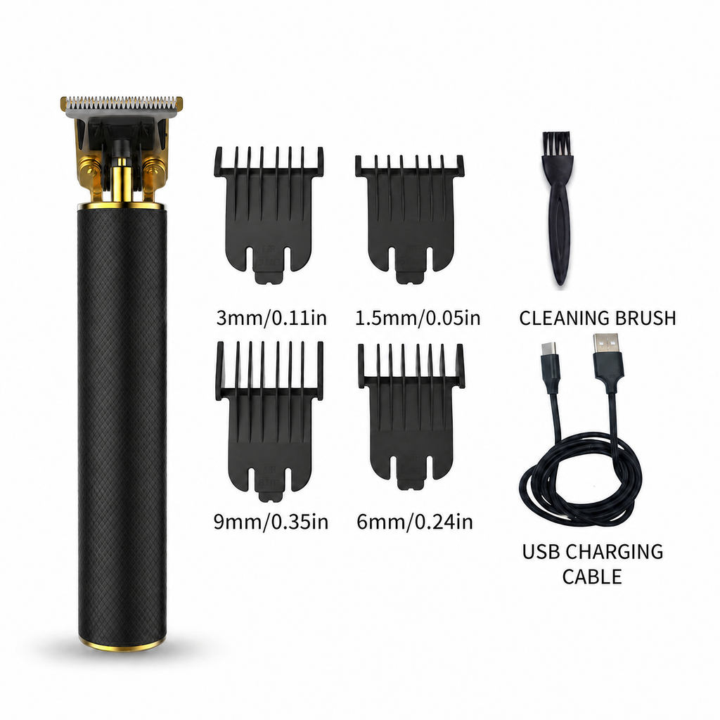 Cordless beard trimmer and hair clipper with T-blade