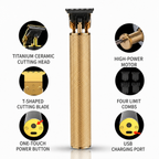 Cordless beard trimmer and hair clipper with T-blade