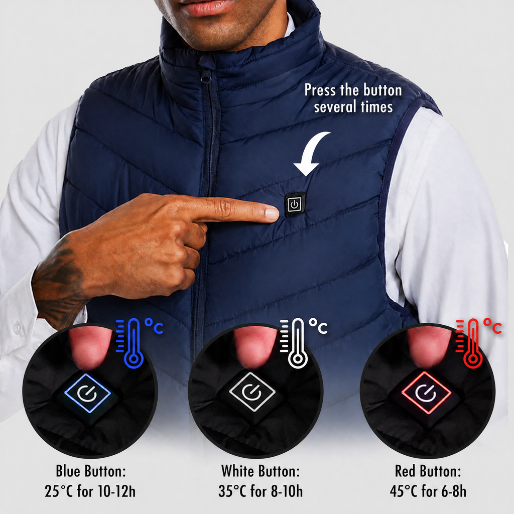 Unisex USB heated gilet with 3 heat levels