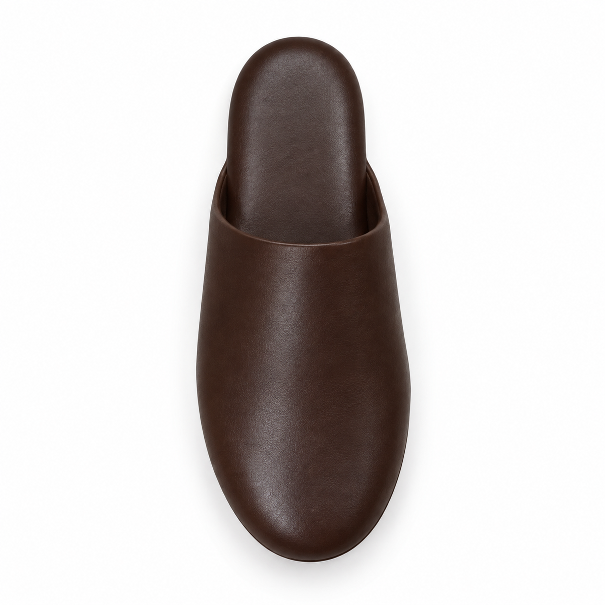 Comfortable slip-on slipper, brown leather.