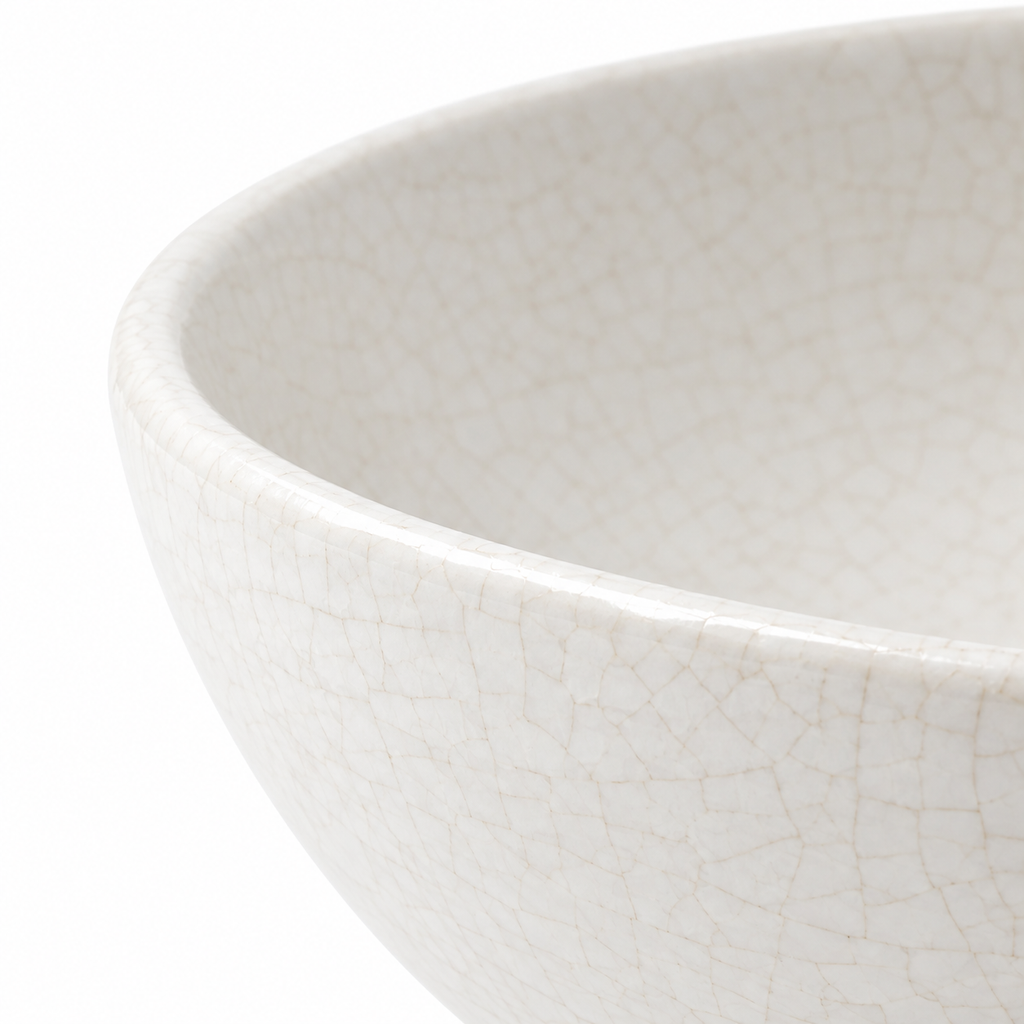 Close-up of crackle design on serving bowl