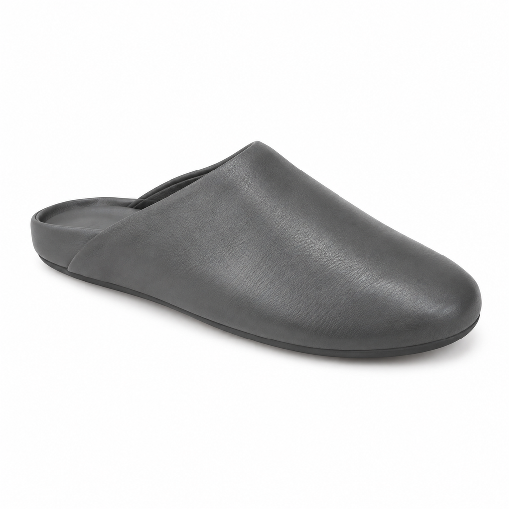 Naldony grey leather slip-on slipper side view