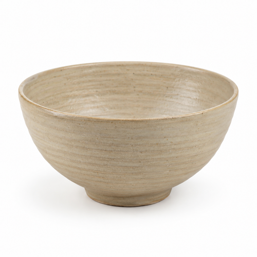 Front view of naldony ceramic serving bowl in beige.