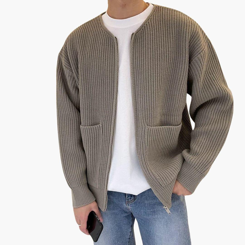 Men's zip cardigan in rib knit