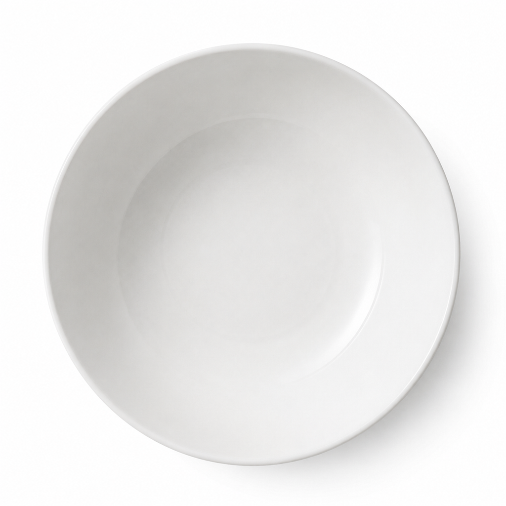Close-up of bowl's smooth porcelain finish.