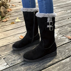 Women's fur lined winter boots with side zip and double buckle