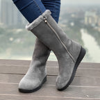 Women's fur lined winter boots with side zip and double buckle