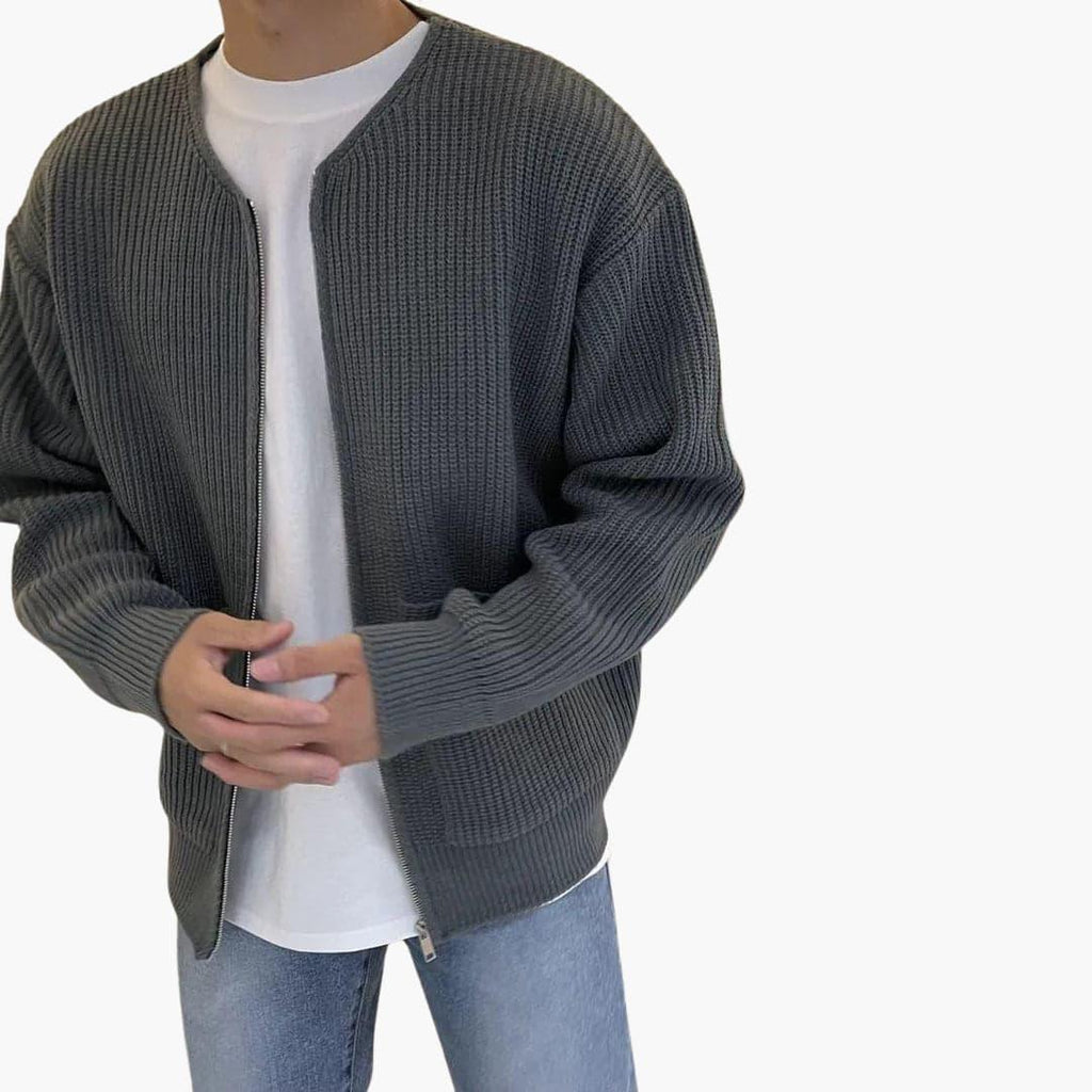 Men's zip cardigan in rib knit