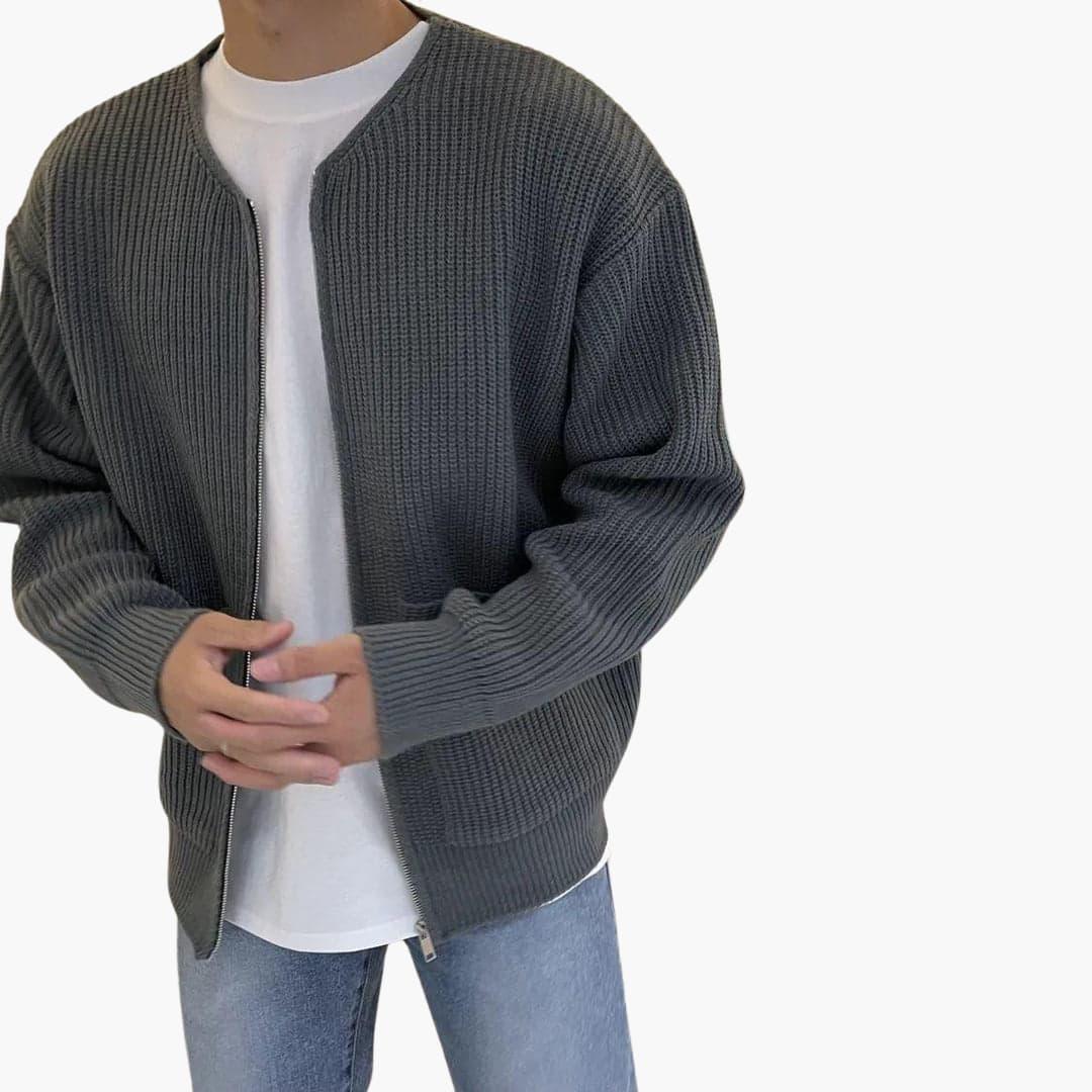Men's zip cardigan in rib knit