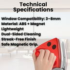 Magnetic Window Cleaner, double-sided for 3–8 mm glass, streak-free