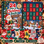 24 Days of Christmas Socks Advent Calendar, 12-Pair Mystery Sock Gift Box, Random Festive Designs, Holiday Countdown Christmas Gift for Kids/Women
