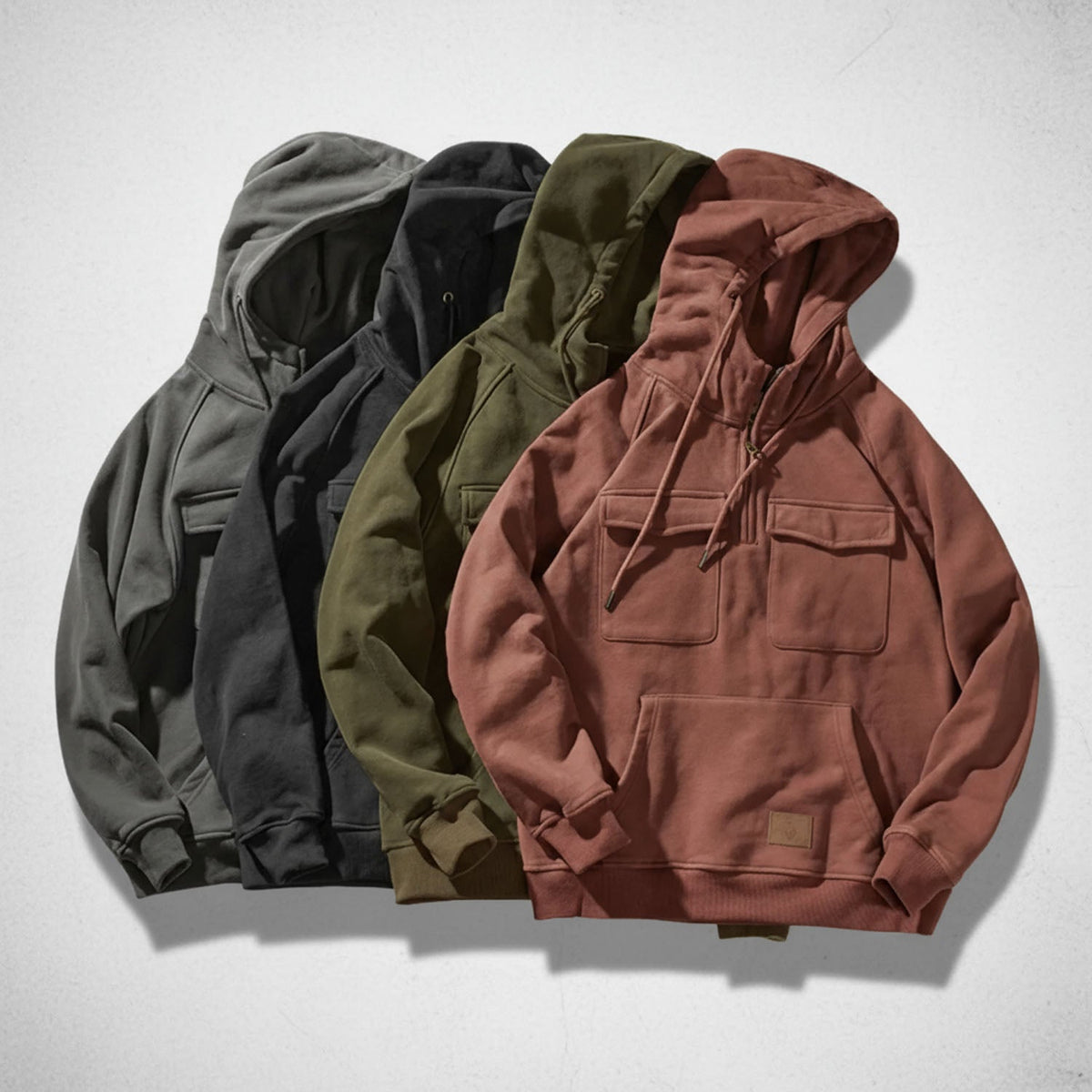Men's half zip hoodie with chest pockets