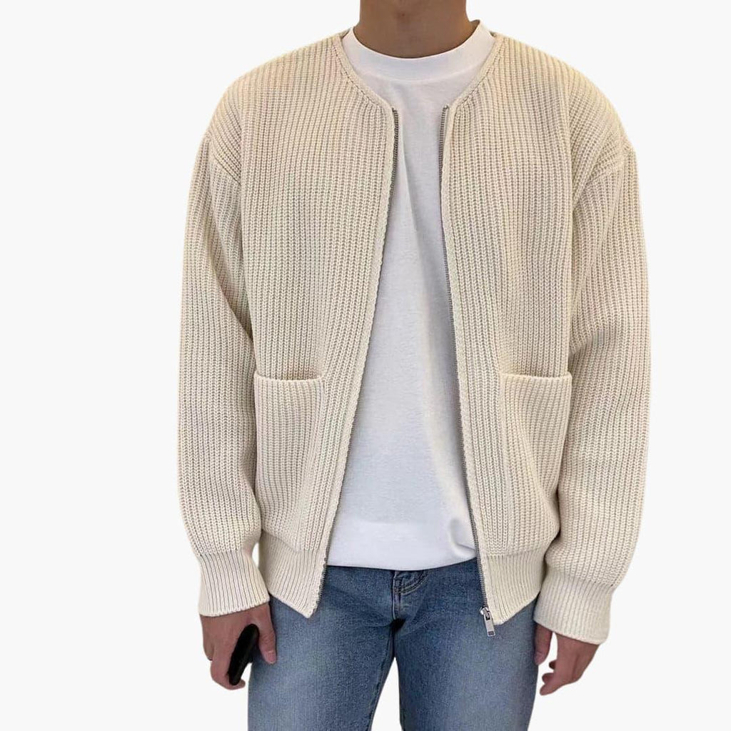 Men's zip cardigan in rib knit