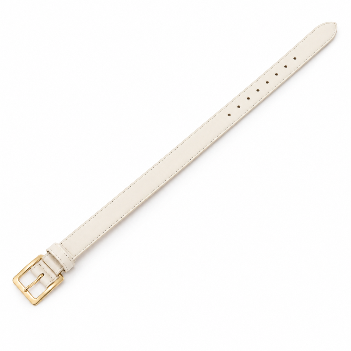 Side view of Naldony leather belt in cream.