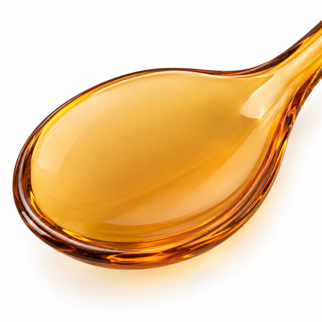 Stylish dining spoon with amber hue.