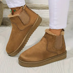Women's fur lined winter ankle boots with elasticated sides