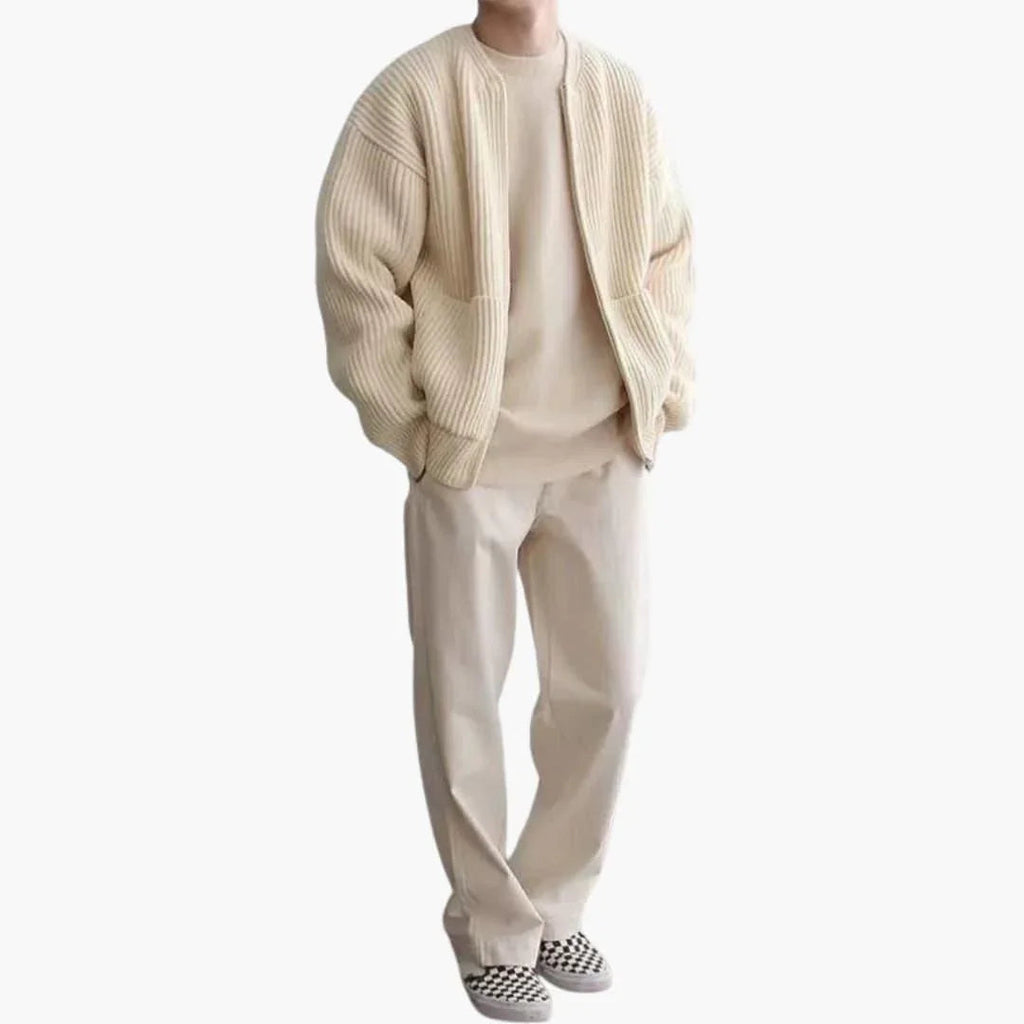 Men's zip cardigan in rib knit
