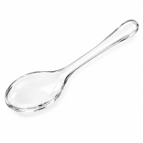 Elegant glass serving spoon with a smooth finish.