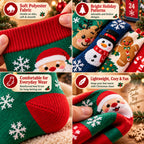 24 Days of Christmas Socks Advent Calendar, 12-Pair Mystery Sock Gift Box, Random Festive Designs, Holiday Countdown Christmas Gift for Kids/Women