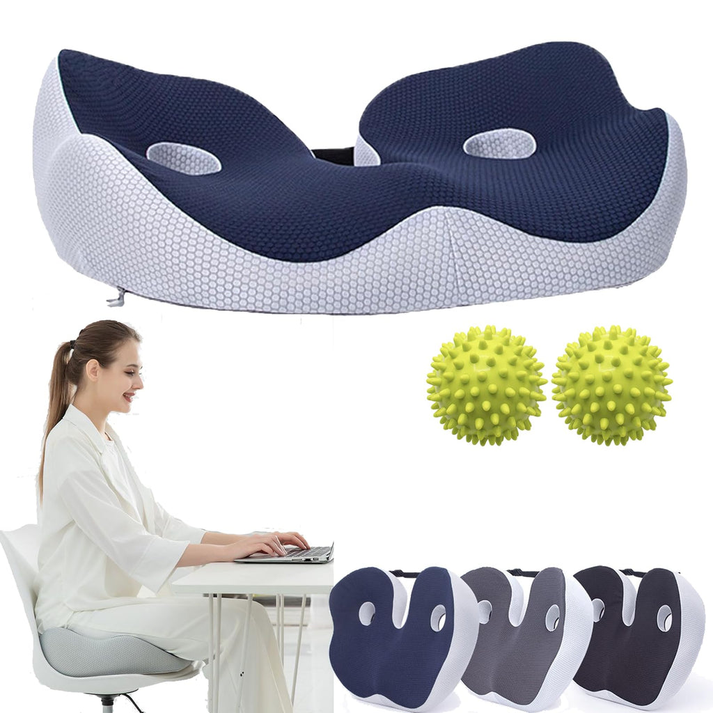 Ergonomic memory foam seat cushion with coccyx cut-out