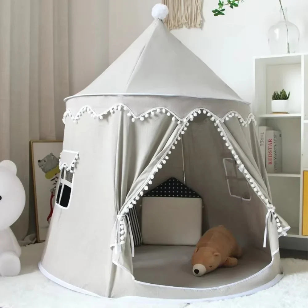 Kids Canvas Play Teepee Tent, 100% cotton, pine poles, spacious