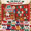 24 Days of Christmas Socks Advent Calendar, 12-Pair Mystery Sock Gift Box, Random Festive Designs, Holiday Countdown Christmas Gift for Kids/Women